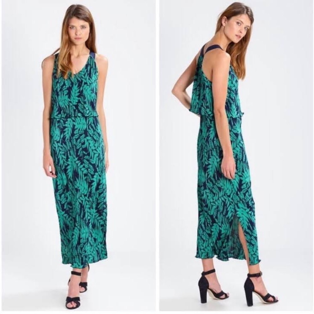 Banana republic petite xxs Tropical maxi dress nwt blue green long dress